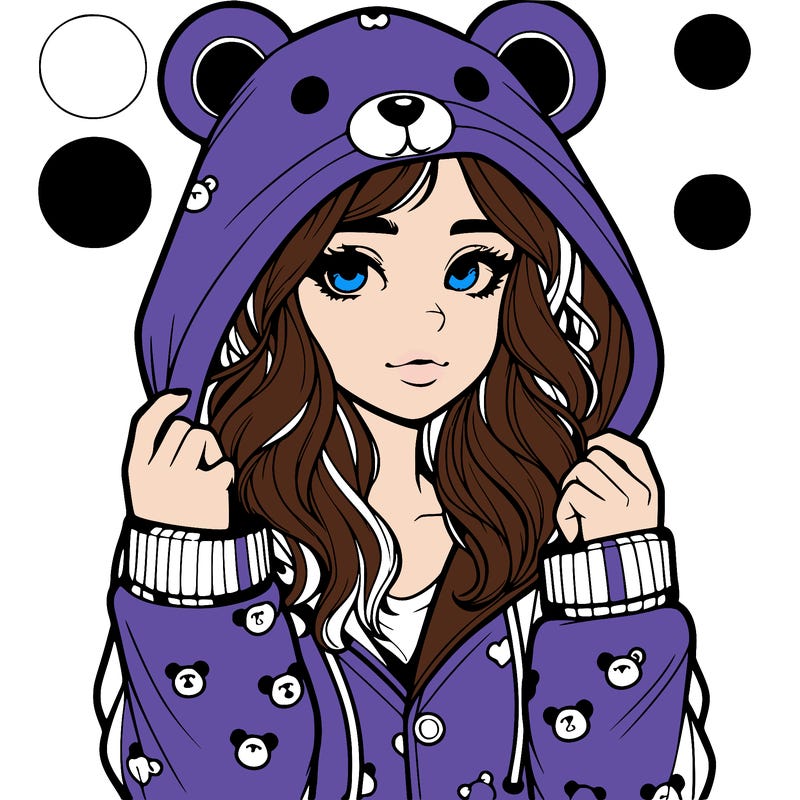 realistic girl in a animal pjs hoodie
