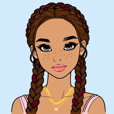 realistic girl with braids