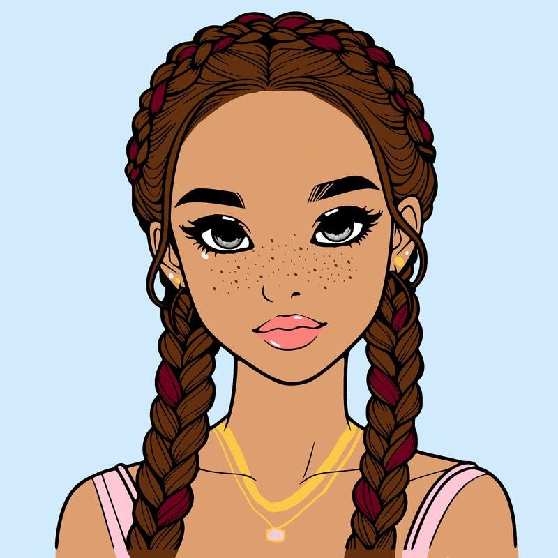 realistic girl with braids