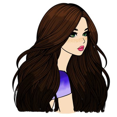 realistic girl with long realistic hair