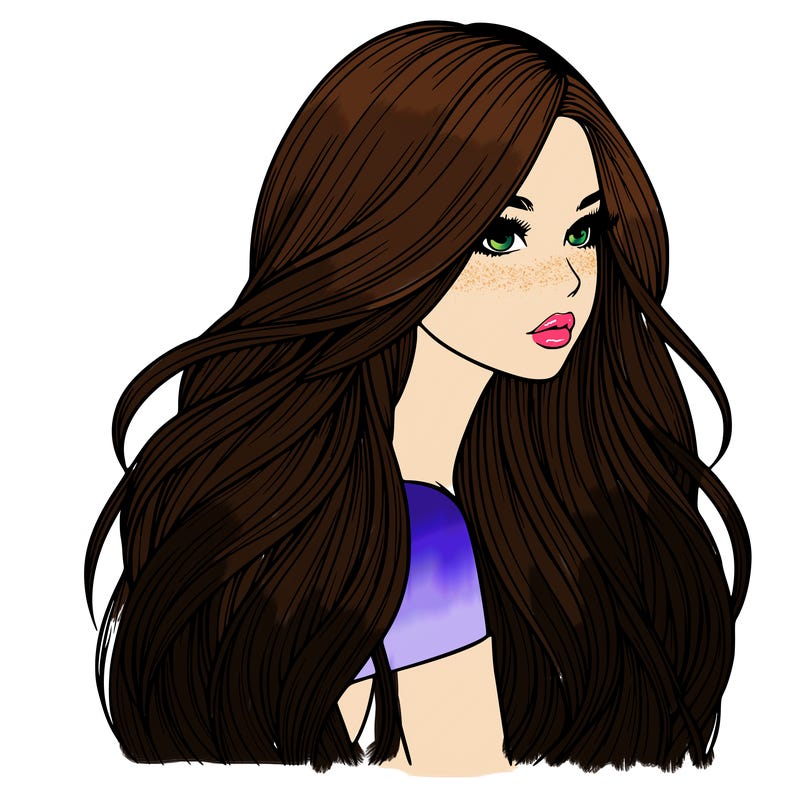 realistic girl with long realistic hair