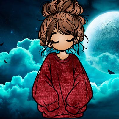 girl with baggy sweatshirt and messy bun