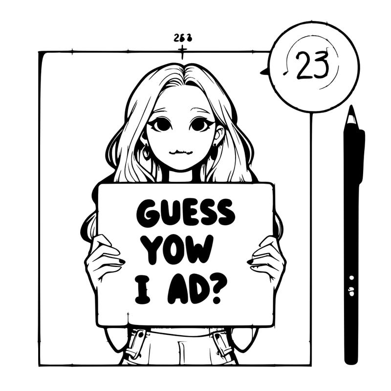 realistic girl holding a sign saying guess how old i am