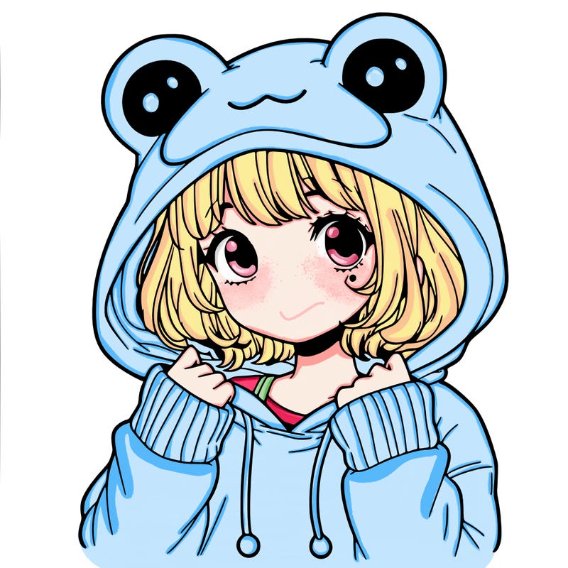 a cute teenage girl wearing a frog hoodie