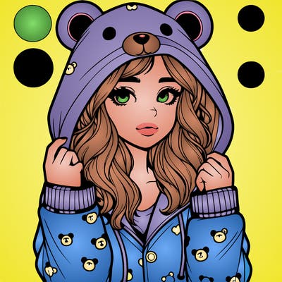realistic girl in a animal pjs hoodie