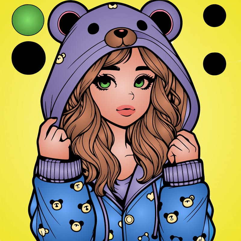 realistic girl in a animal pjs hoodie