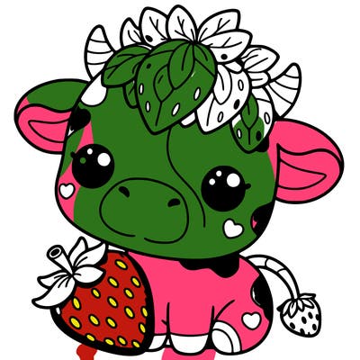 cute strawberry cow