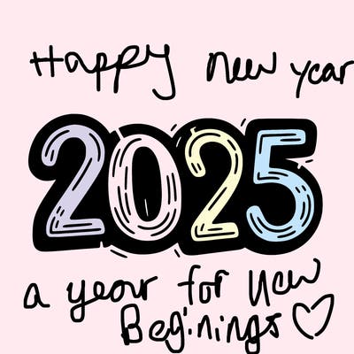 one line scrawled numbers sketch design “2025”