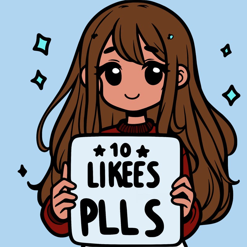 girl holding a sign that says 10 likes pls