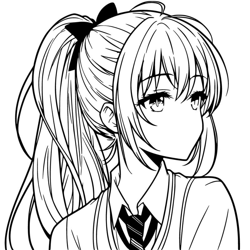 anime woman with a ponytail