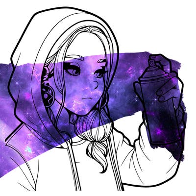 a realistic girl, spray painting