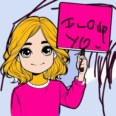 realistic girl holding up a sign