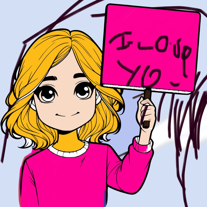 realistic girl holding up a sign