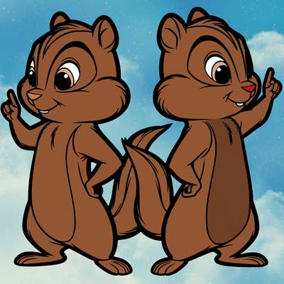 two tamias standing up split realistic