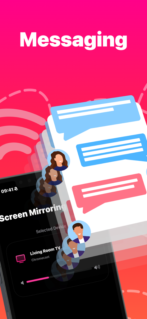 Replica・Screen Mirroring・Cast - iPhone의 메시지 채팅을 TV로 미러링하는 Replica 앱 화면
