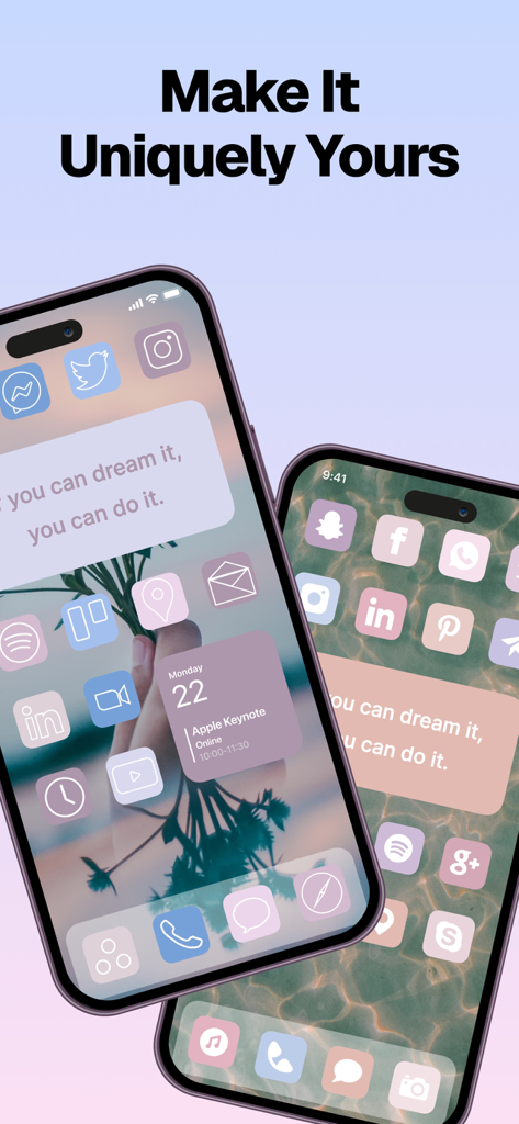 Icon Themer:App Skin – Naricon - Aesthetic iPhone home screen customization with pastel icons and motivational widgets