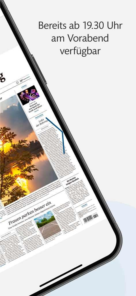 Aplicativo Allgauer Zeitung e-Paper mostrando edição de jornal de acesso antecipado em uma tela de smartphone
