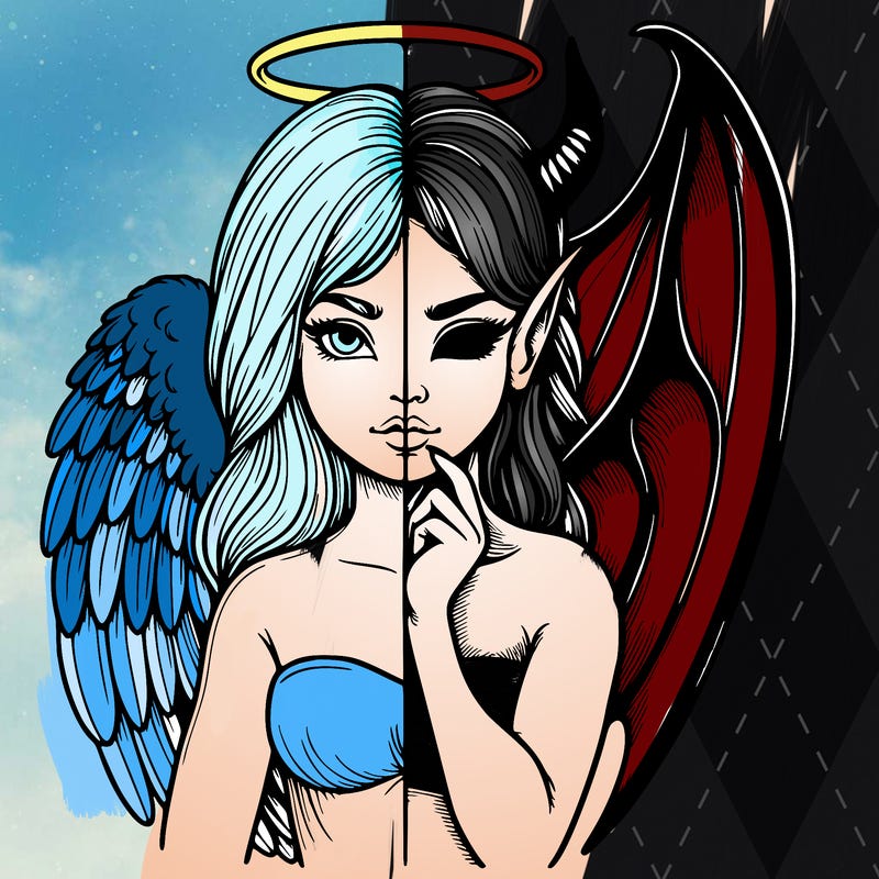 realistic angel half demon