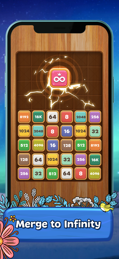 Merge Wood: Block Puzzle - Merge Wood block puzzle gameplay showing infinity merge feature