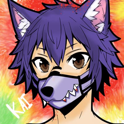 anime therian with a wolf mask on