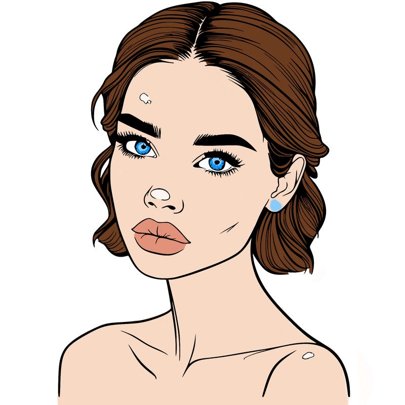 a fashion model with skin marks on her face realistic