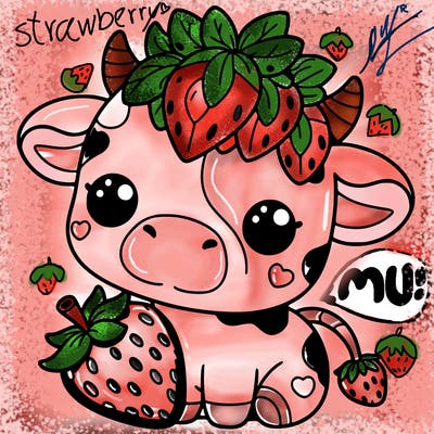 cute strawberry cow