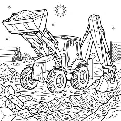 Unearth your artistic side with this engaging backhoe coloring page, thoughtfully designed for seniors. Experience the joy of bringing a detailed construction scene to life with bold lines and ample space for creative expression.
