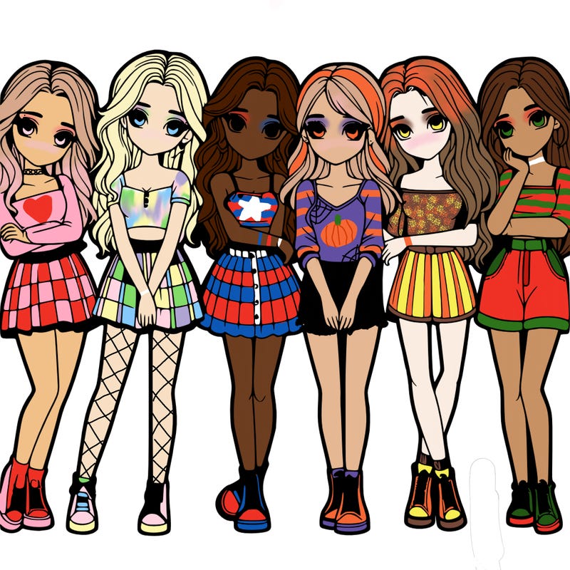 a group of girls realistic