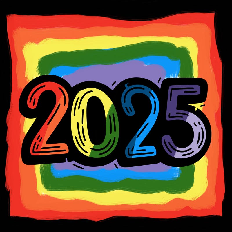 one line scrawled numbers sketch design “2025”