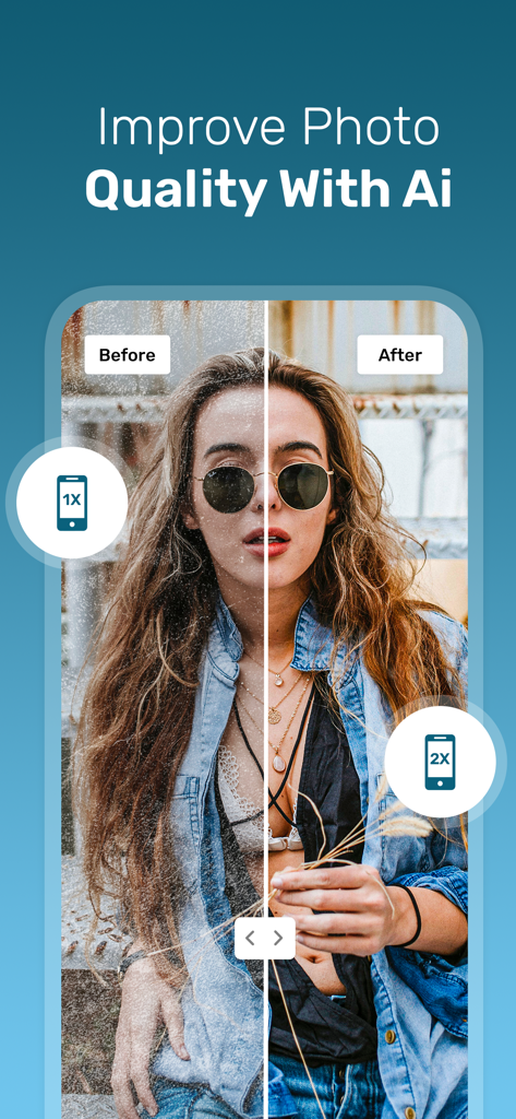 AI Enhancer -AI Photo Enhancer - Side by side comparison of a grainy portrait before and after AI photo enhancement showing improved clarity