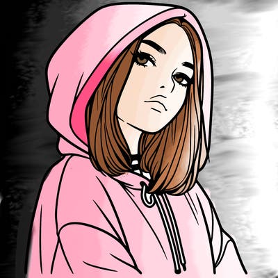 a realistic girl in a hoodie