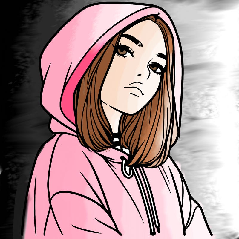 a realistic girl in a hoodie