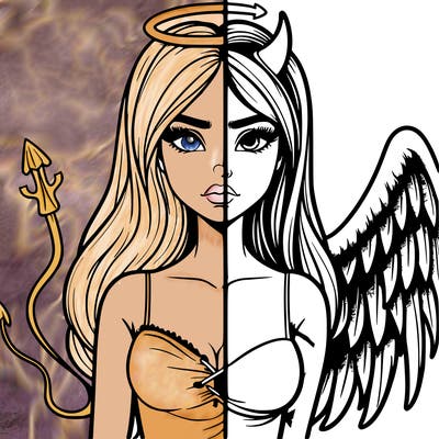 devil vs angel realistic girl