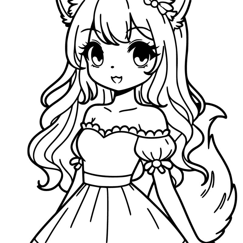 girl with fox ears and tail