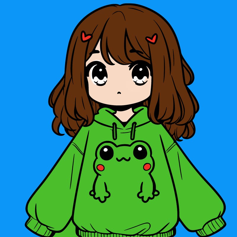 girl wearing frogging sweatshirt
