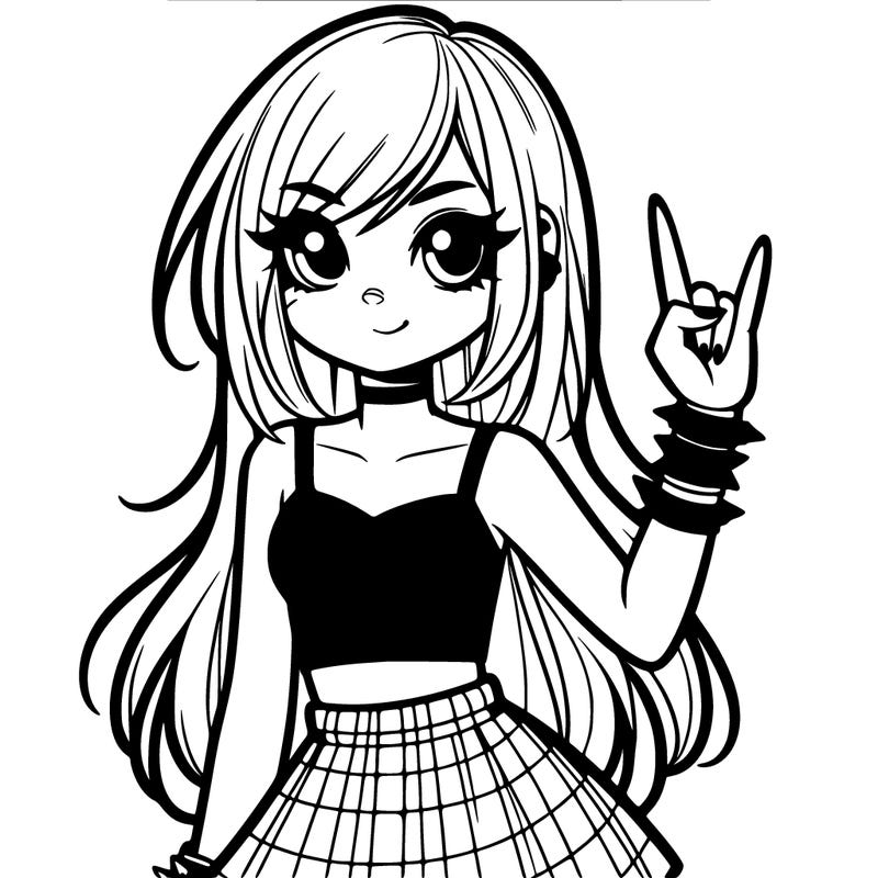 pretty emo girl in rock crop top and skirt