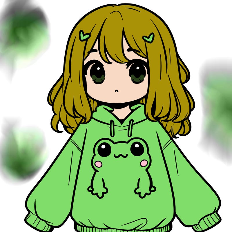 girl wearing frogging sweatshirt