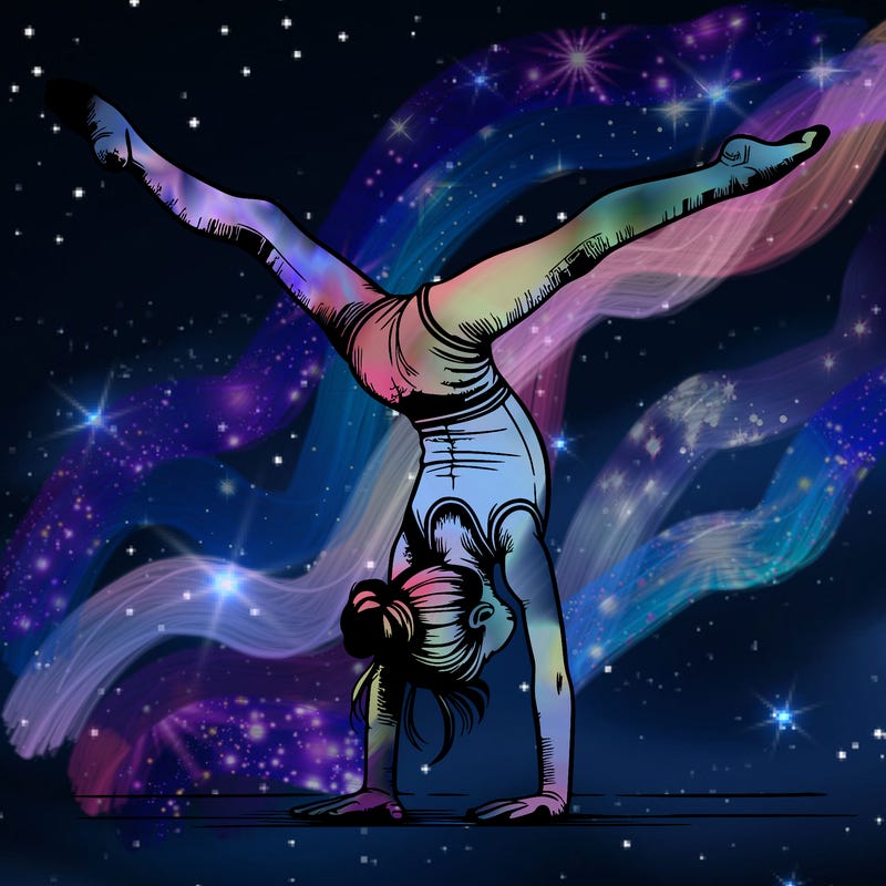 realistic gymnastic hand stand girl in four splits