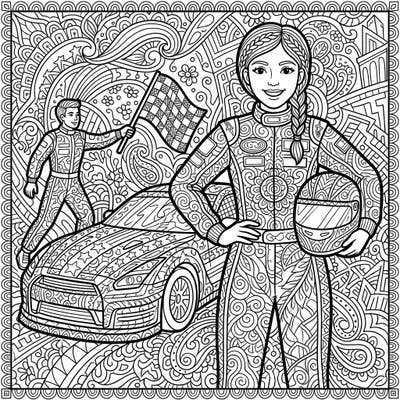 Experience the thrilling world of NASCAR with a relaxing Zentangle twist. This unique coloring page features powerful race cars and courageous drivers, all adorned with captivating patterns ready for your artistic touch.