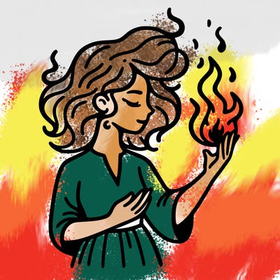 woman with fire