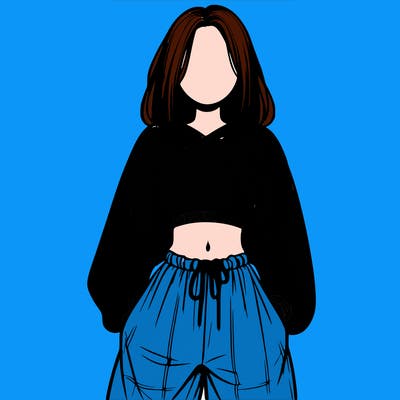 realistic girl faceless with baggy pants and a crop top