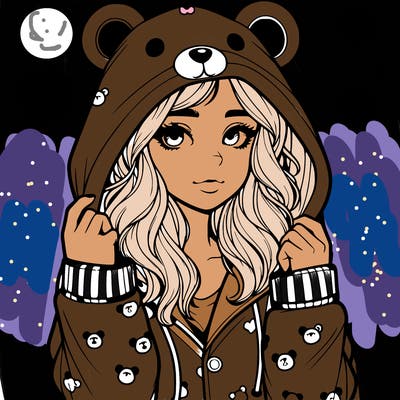realistic girl in a animal pjs hoodie
