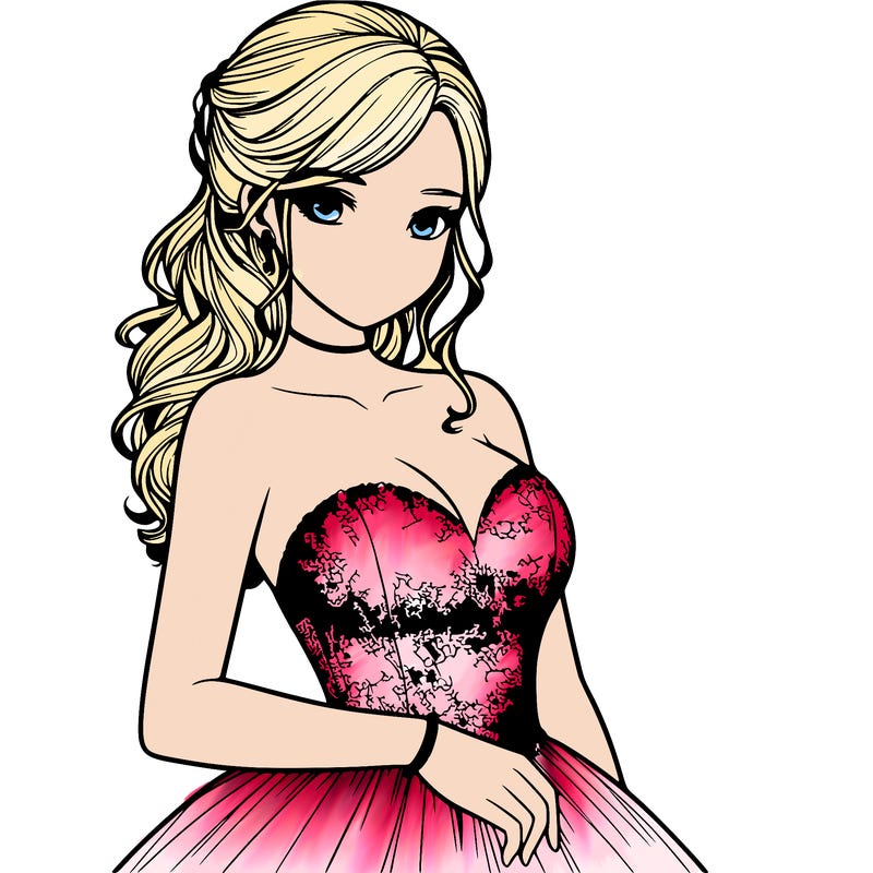 realistic girl in prom dress