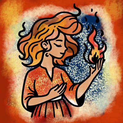 woman with fire