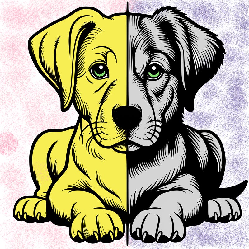 realistic dog split picture