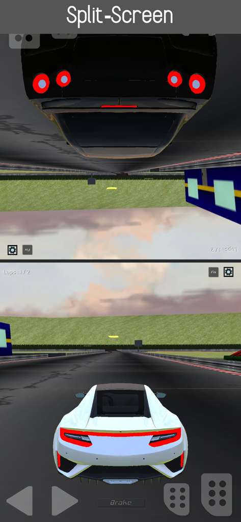 2 Player Racing 3D - Split screen local multiplayer racing gameplay for two players on one device