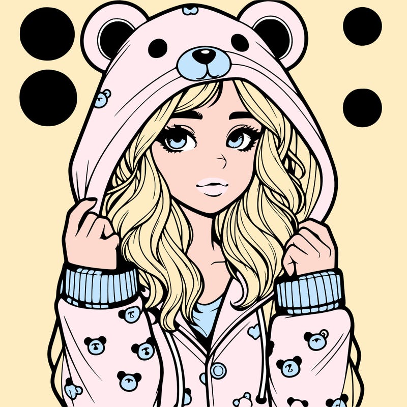 realistic girl in a animal pjs hoodie