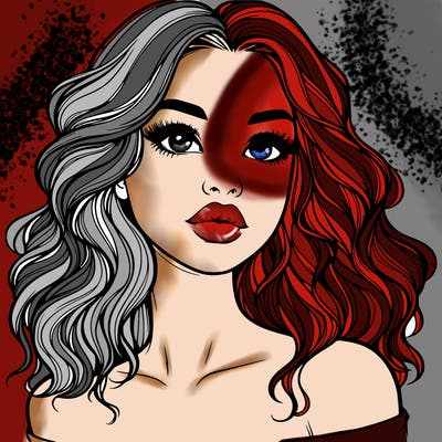 realistic girl with wavy hair and lips