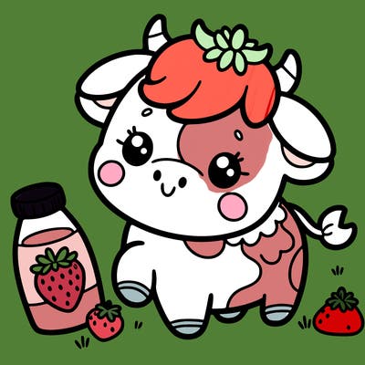 cute strawberry milk cow