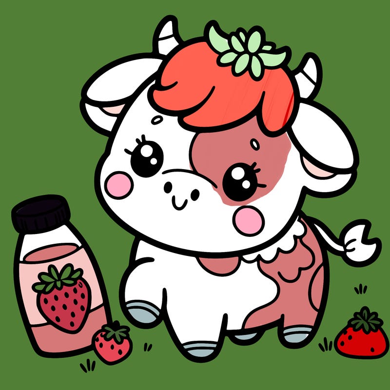 cute strawberry milk cow